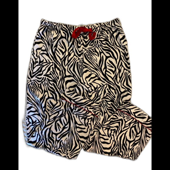 Adonna Zebra Animal Print Pajama Pants Size Medium with Elastic Tie Waist - Picture 1 of 10